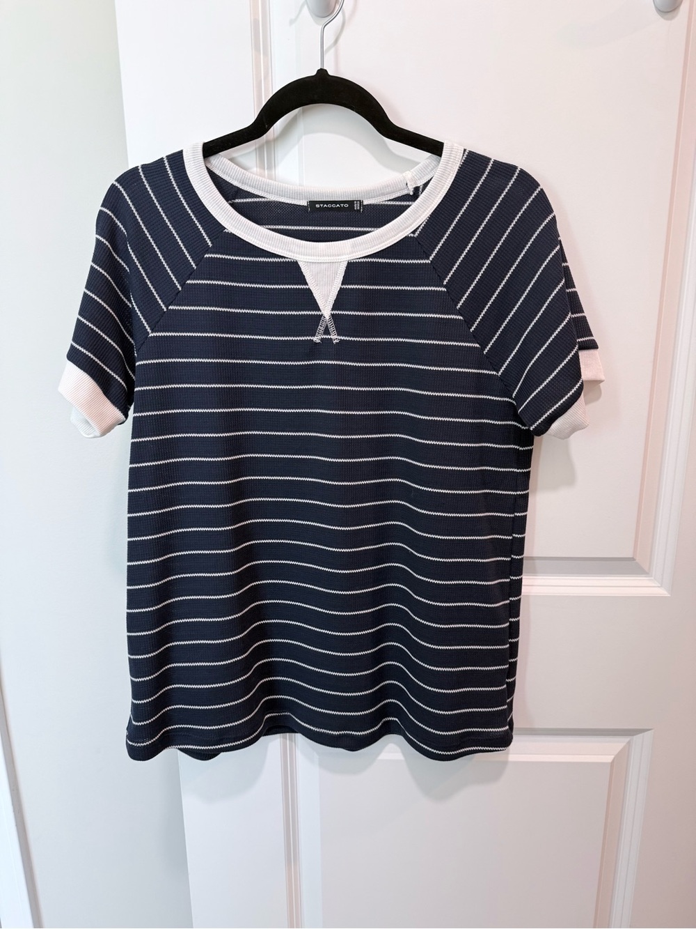 Staccato Navy and White Striped Short-Sleeve Top